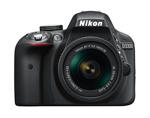 Nikon D3300 - Cámara réflex de 24,2 Mp (pantalla LCD de 3', estabilizador óptico, vídeo Full HD, punto de mira 18 mm) negro - kit con objetivo AF-P DX Nikkor 18-55 mm f/3.5-5.6 G VR