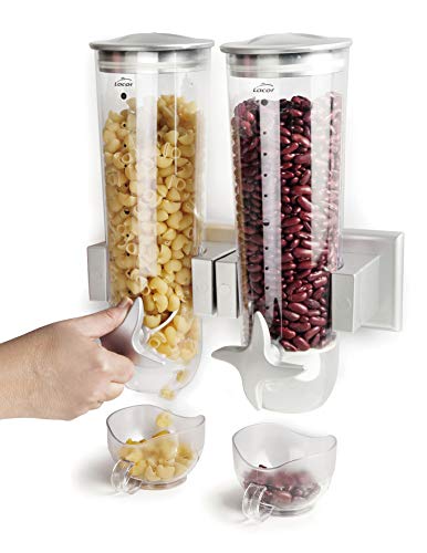 LACOR 62542 Dispensador de Cereales Giratorio de Pared Doble, 2x1'50 litros, Plástico