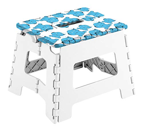 Arregui Elefante Taburete Multiusos, Blanco y Azul, 25x20x21 cm