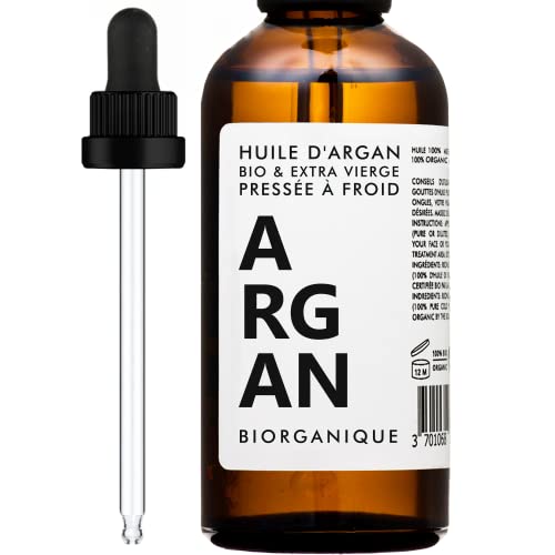 Biorganique - Aceite de argán 100% ecológico, puro y natural, 50 ml, para el cuidado del cabello, cuerpo, piel y uñas