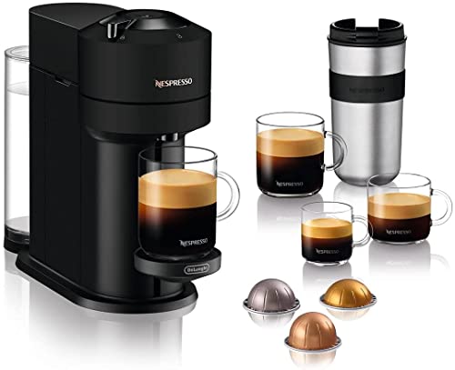 De'Longhi Nespresso Vertuo Next Máquina de Café y Espresso con WIFI y Bluetooth, Cafetera Automática de Cápsulas, Preparación con un Solo Toque, ENV120.BM, Pack de 12 cápsulas, Negro Mate