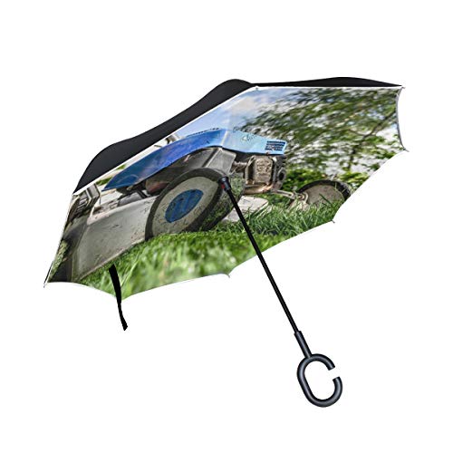 MONTOJ - Paraguas para cortacésped (Doble Capa, Resistente al Viento, Plegable, a Prueba de Rayos UV, invertido con asa y Paraguas de Viaje), Color Azul