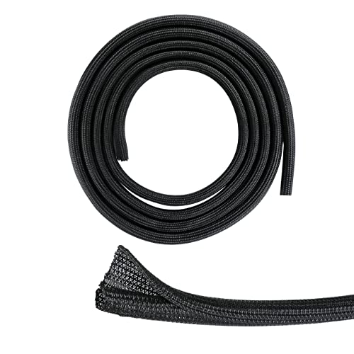 Mitavo – Organizador de Cables de 3 m con Cierre automático, Cubre Cables, Protector Cables de 12-20 mm de Diámetro, Oculta Cables Tejida en Negro.