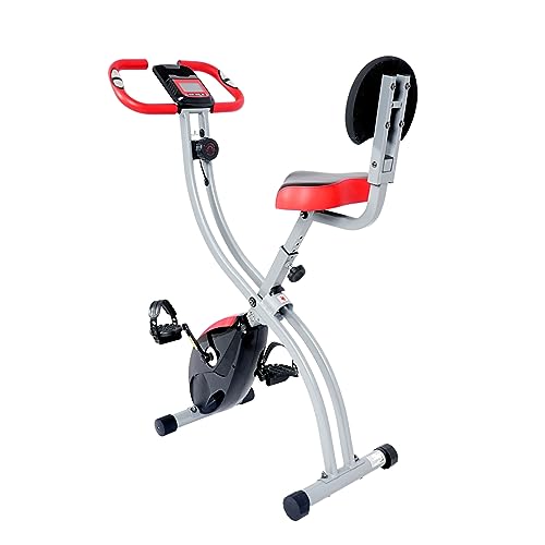Ultrasport F-Bike 200B, aparato de gimnasia para un entrenamiento cardiovascular respetuoso con las articulaciones, bicicleta estática plegable con ocho niveles de resistencia, Negro/Rojo