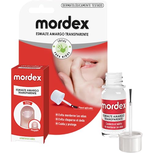 Mordex - Esmalte amargo transparente - Tratamiento para dejar de morderse las uñas - Frasco de 9 ml con pincel incorporado