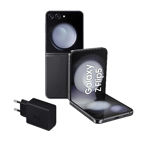 SAMSUNG Galaxy Z Flip5, 256 GB + Cargador 45W - Teléfono Móvil Plegable, Smartphone Android Libre, 8GB de RAM, Diseño Plegable, Gris (Versión Española)