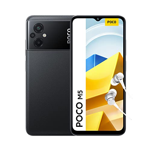 POCO M5 - Smartphone de 4+128GB, Pantalla de 6.58” 90Hz FHD+ DotDrop, MediaTek Helio G99, Triple cámara de 50MP con IA, 5000mAh, NFC, Negro (Versión ES + 3 años de garantía)