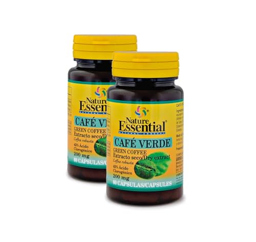 Nature Essential | Café Verde 200 mg | (Extracto Seco 45% Ácido Clorogénico) 60 Cápsulas (Pack 2 unidades)