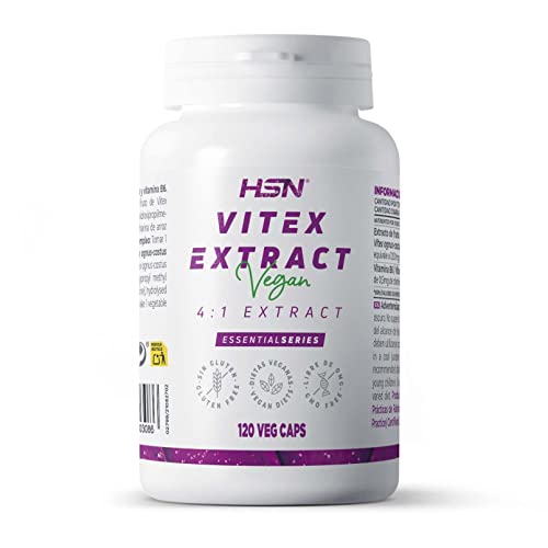 Vitex Agnus Castus 300 mg de HSN | 120 Cápsulas Vegetales 1200 mg equivalencia Fruto de Sauzgatillo por Dosis Diaria | 4x Veces Más Concentrado | No-GMO, Vegano, Sin Gluten