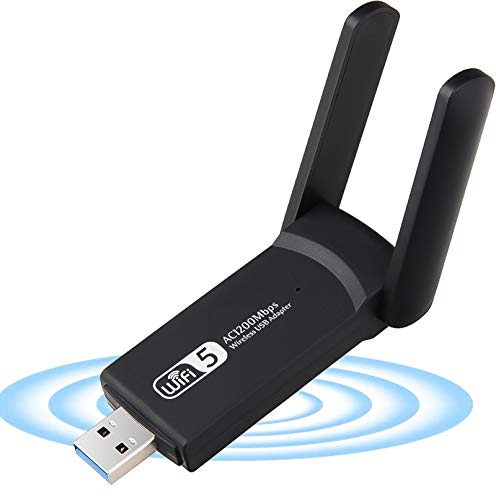 XVZ USB WiFi Dongle,1200Mbps USB 3.0 WiFi Dongle,adaptador de red inalámbrico con doble banda 2.42GHz/300Mbp 5.8GHz/866Mbps 5dB antena de para ordenador portátil de escritorio PC Windows XP/Vista/7-10