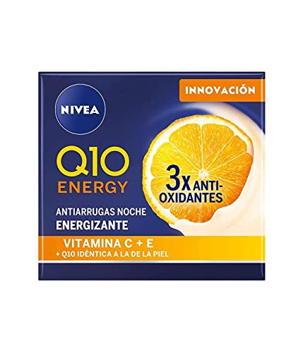 NIVEA Q10 Energy Crema de Noche Antiarrugas + Energizante (50 ml), crema antiarrugas para una piel radiante y de aspecto saludable en 8 h, crema reafirmante con antioxidantes