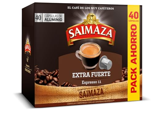 Saimaza Café Cápsulas Extrafuerte, 40 Cápsulas Compatibles Nespresso