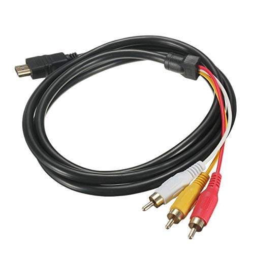 Uniqueheart Conectores chapados en oro 5 pies 1.5M 1080P Hdtv Compatible con HDMI-Compatible macho a 3 Rca Audio Video Adaptador de cable AV Cable - Multicolor