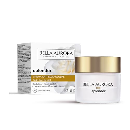 Bella Aurora Crema de Día Antiedad 50+ Años, 50 ml | Crema Facial Anti-Arrugas y Anti-Manchas | Tratamiento Facial Hidratante para Mujer SPF 20 | SPLENDOR 10