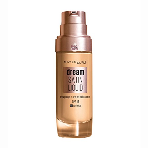 MAYBELLINE Dream Satin Liquid, Base de Maquillaje Líquida con Sérum Hidratante, Tono 048 Sun Beige, 1 Unidad (Paquete de 1)