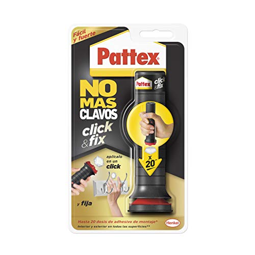 Pattex No Más Clavos Click&Fix, adhesivo de montaje de fácil uso, pegamento instantáneo listo para usar, pegamento fuerte predosificado para bricolaje, 1 x 30 g, 20 dosis