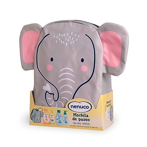 Nenuco Pack Bebé Mochila de Paseo Elefante, con Gama Completa, Colonia, Jabón, Champú y Leche Hidratante, 4x200ml