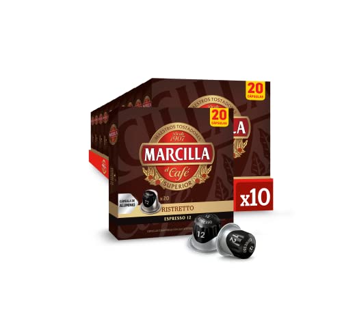 Marcilla Cápsulas de Café Ristretto | Intensidad 12 | 200 Cápsulas Compatibles Nespresso (R)* - Amazon Exclusive