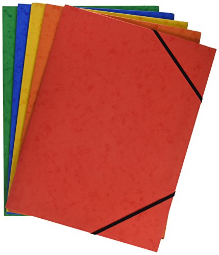 Grafoplás 98490199 Pack de 5 Carpetas de Cartón, A4 con Solapas y Cierre de Gomás Elásticas Cinco Colores Cartongraf XS, Colores Surtidos