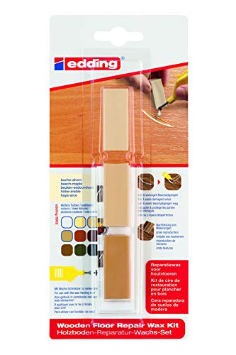 edding 8902 juego de cera reparadora de suelos de madera - haya/arce - 3 ceras duras - para reparar daños y arañazos en suelos de madera