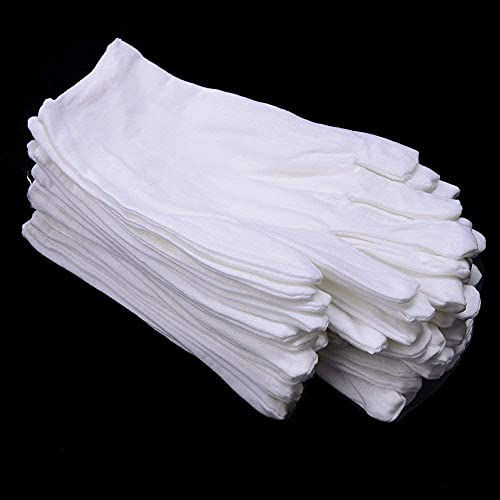 PIQIUQIU 12 pares de guantes blancos de algodón, guantes hidratantes para manos secas, eczema, belleza, guantes de trabajo