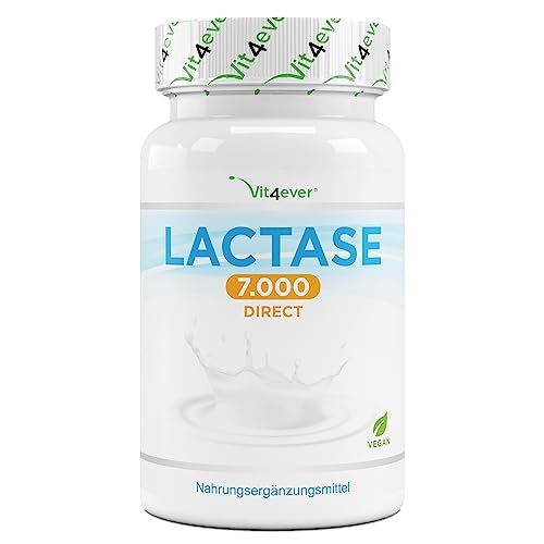 Lactasa 7.000-180 comprimidos de efecto inmediato - Altamente dosificado con 7.000 unidades de FCC - Para la intolerancia a la lactosa - Sin aditivos indeseables - Vegano