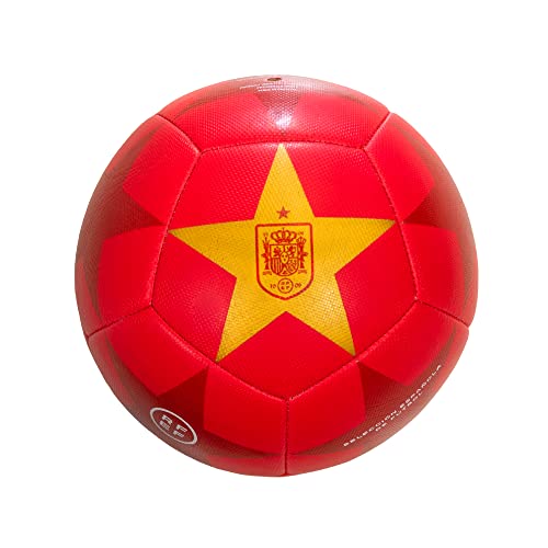 smartketing RFEF - Balón de Fútbol Oficial | Detallado con el Escudo de la Selección Española y la Estrella del Mundial - Color Rojo | Talla 5