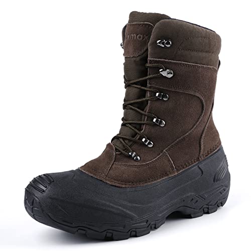 Knixmax Botas de Nieve para Hombre Botas de Invierno Calientes Forrado Piel Suelas Impermeables Antideslizante Zapatos Marrón 42 EU