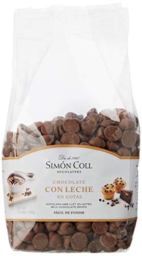 Simón Coll Gotas de Chocolate (Chocolate con Leche) 500 gr Especial Respostería – Chocolate Fondue ideal Fuente en Cascada