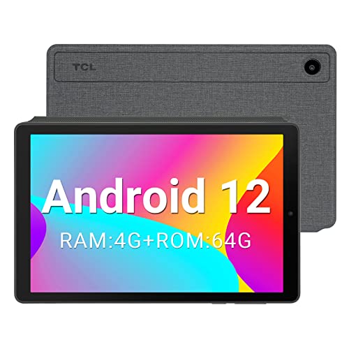 TCL Tab 8V Tablet 8 Pulgadas Android 12, 4GB RAM + 64GB (hasta 512GB), Batería de 5500mAh, 5MP+5MP Tableta Wi-Fi (con Funda), Prime Black