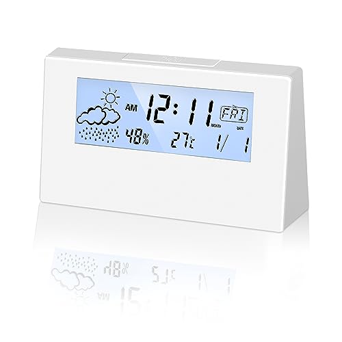 Despertador Digital, Alimentado por Batería, Inteligente Reloj Despertador Digital con Modo Repetición, 12/24 Horas - (Blanco)