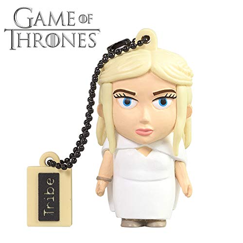 Tribe Game of Thrones (Juego de Tronos) Daenerys - Memoria USB 2.0 de 16 GB Pendrive Flash Drive de goma con llavero, color blanco