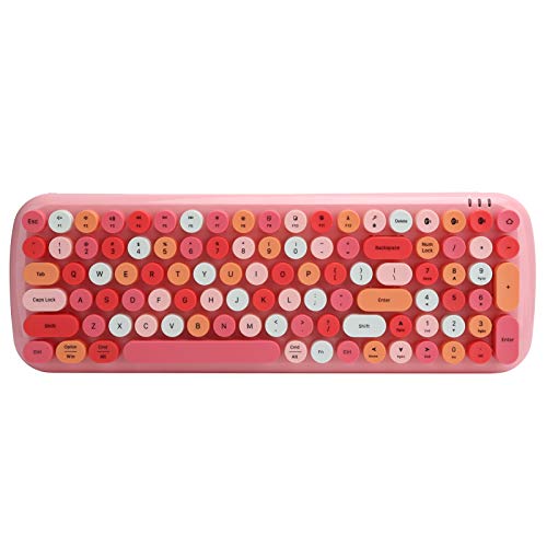 Lairun Teclado Inalámbrico, Teclados Portátiles Coloridos con Bluetooth de 100 Teclas, Mini Teclado Compacto Retro Redondo para Máquina de Escribir, Teclado de Diseño Flexible para Tableta, PC(Rojo)