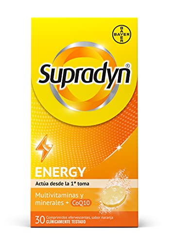 Supradyn Energy Multivitaminas para Todos con Vitaminas, Minerales y Coenzima Q10, Ayuda a Activar y Mantener tu Energía y Reducir el Cansancio, 30 Comprimidos Efervescentes