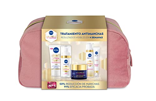NIVEA Luminous Antimanchas, pack de regalo para mujer con crema de día (40 ml), crema de noche (50 ml), sérum (30 ml), contorno de ojos (15 ml) y crema de manos (50 ml)