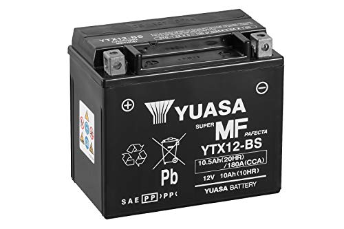 Yuasa YTX12-BS(WC) Batería sin mantenimiento, para Escúter