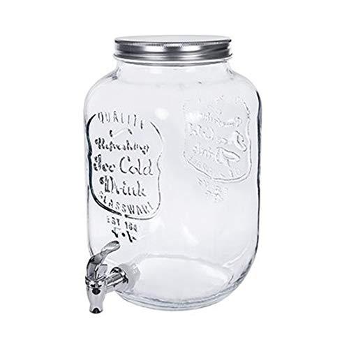 CM - Fuente de Agua de Cristal, diseño con Grifo, 8 litros, dispensador de Bebidas para Fiestas, cumpleaños, Bodas o casa