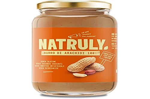 NATRULY Crema de Cacahuete Sin Azúcar, Vegana, Sin Gluten, Sin Lactosa, 100% Cacahuete Natural (500g)