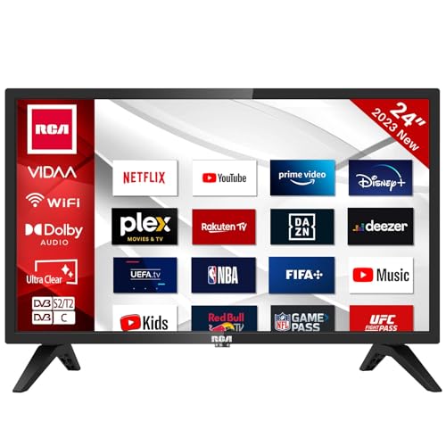 RCA iRV24H3 Smart TV 24 Pulgadas (60 cm) Televisores - Netflix, Prime Video, Rakuten TV, Disney+, Youtube, UVM, WiFi, Triple-Tuner DVB-T2 / S2 / C