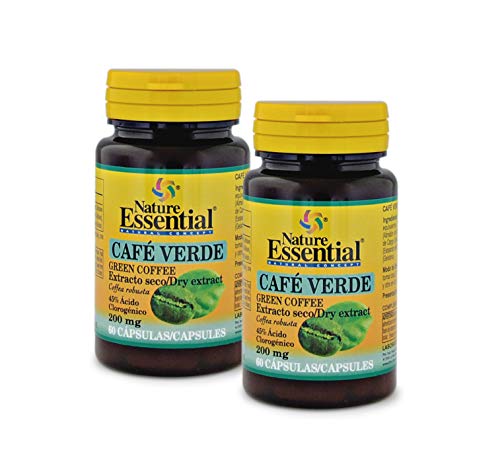 Nature Essential | Café Verde 200 mg | (Extracto Seco 45% Ácido Clorogénico) 60 Cápsulas (Pack 2 unidades)