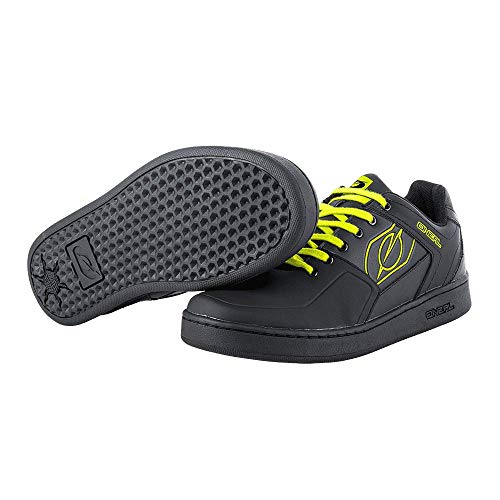 O'NEAL | Zapatillas de Bicicleta | MTB Downhill Freeride | Equilibrio Entre Agarre y posición del pie, Suela de Panal | Zapato de Pedal Plano con Clavos | Adultos | Negro Neón Amarillo | Talla 47