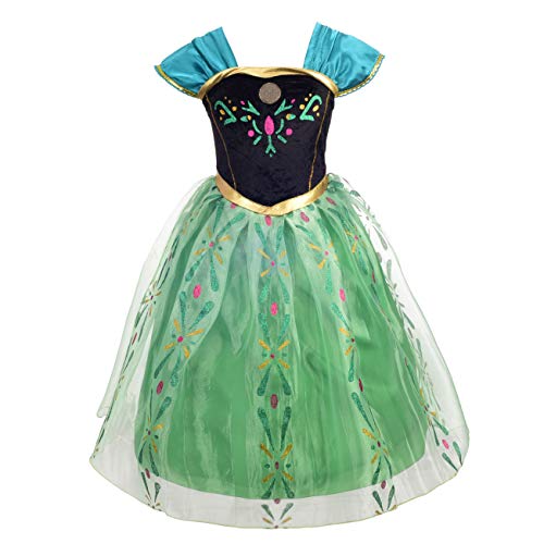 Lito Angels Disfraz de Coronación de Princesa Anna para Niñas, Vestido de Reino del Hielo, Talla 10-11 años, Verde