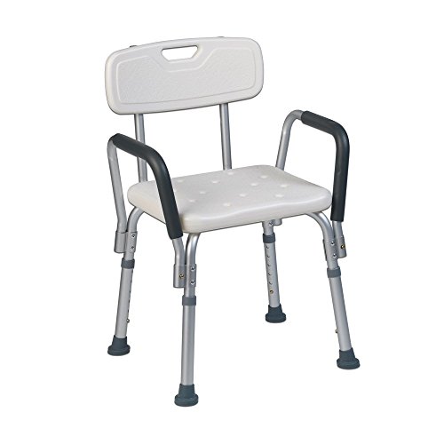 Teqler ® T-135303 silla de ducha, taburete de baño, silla de ducha para personas necesitadas de cuidados, silla de ducha ajustable en altura, 38-45 cm