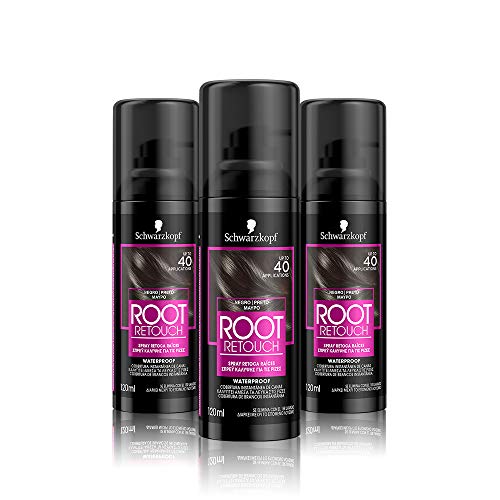 Schwarzkopf Root Retoucher - Spray retoca raíces - Coloración del Cabello Negro (pack de 3) – Hasta 40 aplicaciones – Disimula el efecto raíz