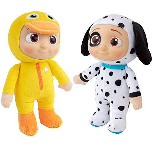 CoComelon Juguetes JJ Ducky & Puppy Plush (paquete de 2) - Figuras de muñeca de peluche de 8 pulgadas - Regalo de Pascua para niños pequeños y niños - A partir de 18 meses