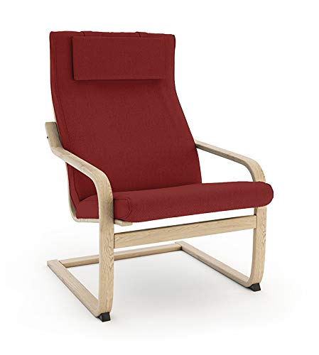 Vinylla Funda de repuesto para sillón compatible con IKEA Po?ng (CushionDesign2, TetronCotton-Rojo)