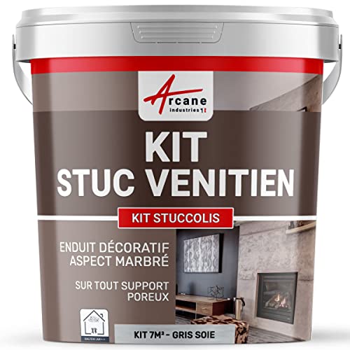 Kit estuco veneciano recubierto de estuco espaciable decorativo KIT STUCCOLIS - kit de hasta 7 m² - Gris seda ARCANE INDUSTRIES