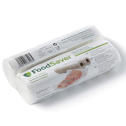 Bolsas de envasado al vacío reutilizables FoodSaver | Para máquinas de sellado al vacío de alimentos FoodSaver | Sin BPA | Dos rollos de bolsas de envasado al vacío (20 cm x 6,7 m)