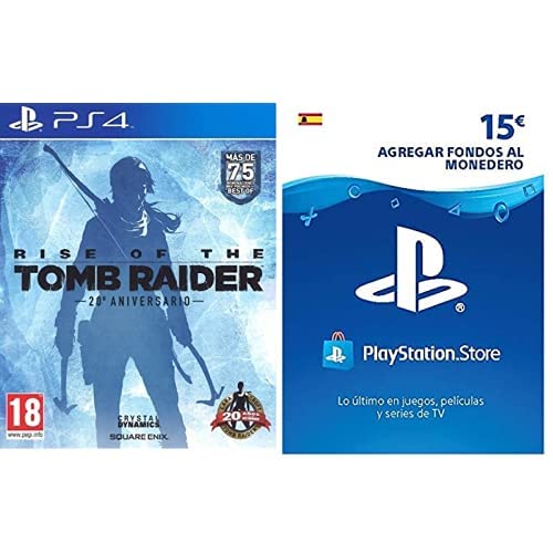 Rise Of The Tomb Rider: 20 Aniversario & Sony, PlayStation - Tarjeta Prepago PSN 15€