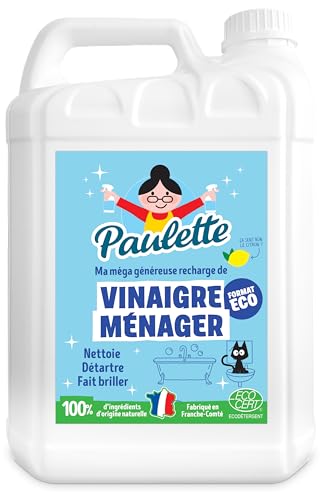 Paulette – Vinagre Ménager Limón – Descalcificador Multi-Surfaces Ecocert – Fabricado en Francia – 5 L